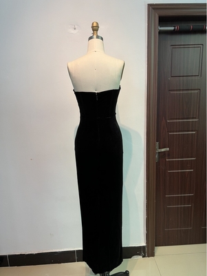 ED2500 Sexy Black Nightclub Dress for Women Shiny Rhinestones and Velvet Maxi Dress by Sea Freight