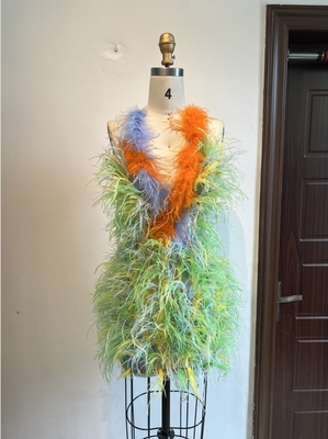 ED2501 Mini Dress for Trade Elegant Feather Dress Colorful Fashion Dress Natural Waistline S-L Fashionable and Beautiful