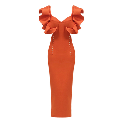 Summer Staple SB3024 Women's Casual Dress Elegant and Sexy Mid-Length Bandage Maxi Dress for the Sunny Days