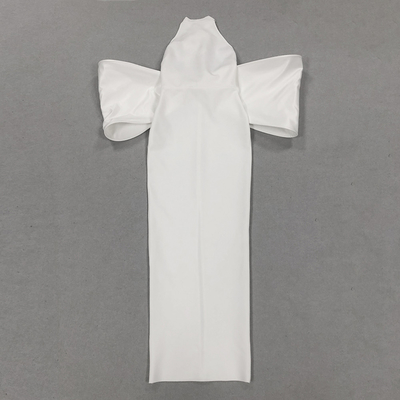 Elegant White Backless Bodycon Butterfly Bandage Dress for Women in Polyester Material 7-Day Fast Sampling