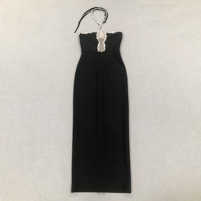 SB3093 Black Bandage Dress Elegant Lady's Sexy Backless Crystal Luxury Tight-Fitting Dress with Customizable Logo Position