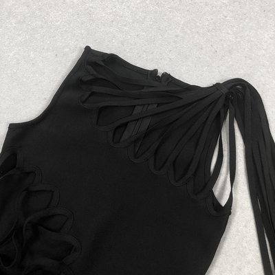 SB3096 Maxi Bandage Dress Hollow Sleeveless Design for a Sophisticated and Seductive Look in Spandex/Polyester