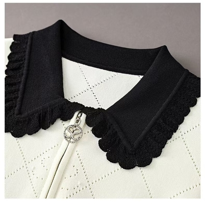 KD2253 French Knit Dress and Elegant Short Sleeve Women's Clothing for Casual Autumn Wear Made in France Summer Collection