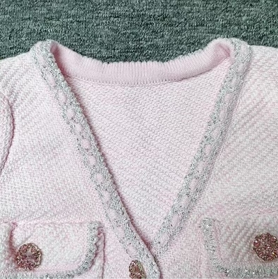 Guangdong's KD2250 Wool Knit Dress One-line Style Sparkling Sequin V-neck Crystal Button Party Dress and Elegant Shorts