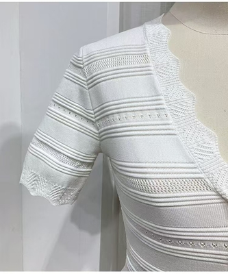 KD2248 Knitted Dress Women's Elegant V-Neck Short Sleeve One-Line Dress for Office Formal Dress 100 Pieces Ready
