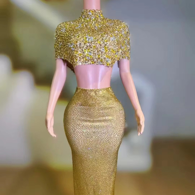 AD2303 Kimshein Fashion Crystal Dress for Women 2-Piece Set 7-Day Fast Sampling and Intelligent Tracking Support from Guangdong