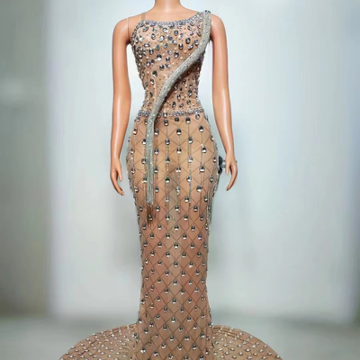 Kimshein AD2072 Luxury Handmade Women's Nightclub Dress with Fringe Rhinestones and Birthday Dress 7-Day Fast Sampling