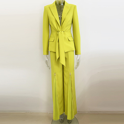 320g Fabric Weight H3361 Fashion Trend Spring Autumn 2-Piece Plus Size Long Pants Women's Suit with Vintage Style