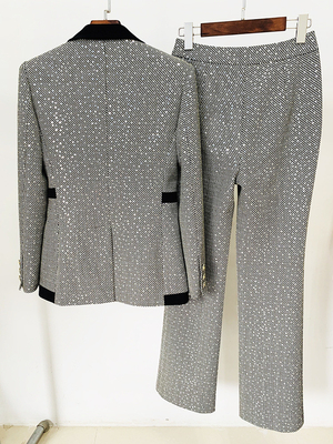 H3317 Kimshein Women's Suit Set Luxurious Shiny Two-Piece Set for Spring and Autumn Top Length Regular Sleeve All Seasons