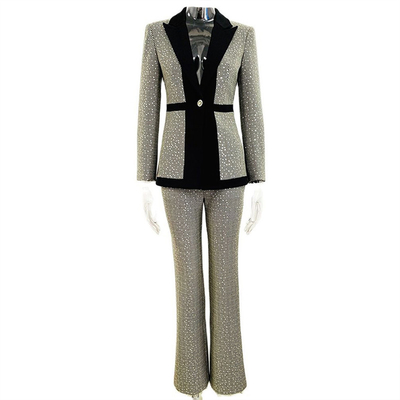 H3317 Kimshein Women's Suit Set Luxurious Shiny Two-Piece Set for Spring and Autumn Top Length Regular Sleeve All Seasons