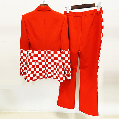 Unleash Your Inner Fashionista with H3219 Kimshein Women's Long Sleeve Luxurious Color Block Formal Suit Two-Piece Set