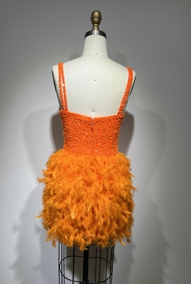 Express Shipping Fashionable Sequin Mini Dress for Women Luxurious Feather Evening Dress Elegant and Sexy from Guangdong
