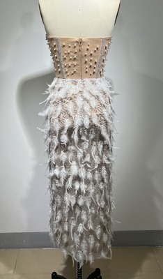 Sleeveless ED2474 Luxury Bodycon Dress Club Dress for Women Elegant High Score Sexy Solid Maxi Sequin Feather Party Dress