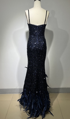 Natural Waistline ED2472 Sequin Feather Party Mermaid Dress for Luxurious Evening Events