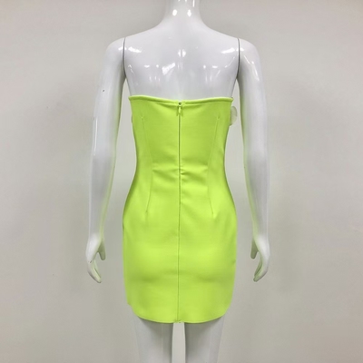 Summer Green Mini Off-Shoulder Bandage Dress Sexy and Breathable Bodycon Dress with Floral Decoration