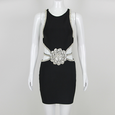 Women's Dance Party Sexy Crystal Dress Tight-Fitting Diamond Bandage Skirt with Other Printing Methods and No Trailing
