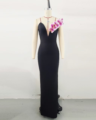 SB3058 3D Flower Green Dress V-Neck Bodycon Bandage Sleeveless Simple and Fashionable with 100 Pieces Manufactured
