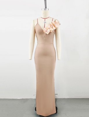 SB3058 3D Flower Green Dress V-Neck Bodycon Bandage Sleeveless Simple and Fashionable with 100 Pieces Manufactured