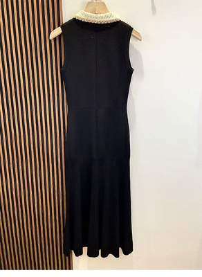 KD2220 Black Knit Dress Elegant and Versatile Knitwear for Sophisticated Women in Hot Weather