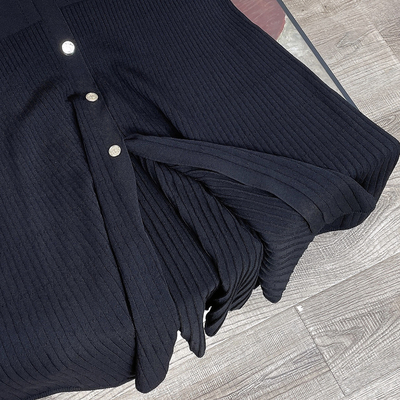 KD2220 Black Knit Dress Elegant and Versatile Knitwear for Sophisticated Women in Hot Weather