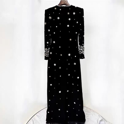 LS2573 Long Sleeve Dress with Water Diamond and Pearl for Party in Spring and Autumn Exquisite Craftsmanship and Design