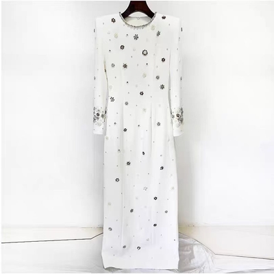 LS2573 Long Sleeve Dress with Water Diamond and Pearl for Party in Spring and Autumn Exquisite Craftsmanship and Design