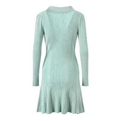 Mini Length KD2304 Knitted Dress Loose A-line Style Button Closure Perfect for Elegant Party in Spring and Autumn