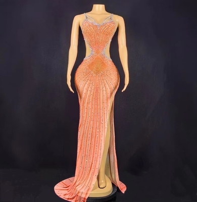 Knee-Length AD2270 Kimshein Colorful Rhinestone Ball Gown Sexy Dress for Women Natural Waistline Floor-Length Knee-Length