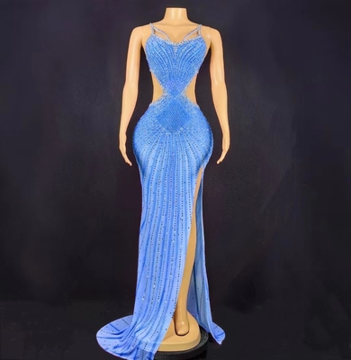 Knee-Length AD2270 Kimshein Colorful Rhinestone Ball Gown Sexy Dress for Women Natural Waistline Floor-Length Knee-Length