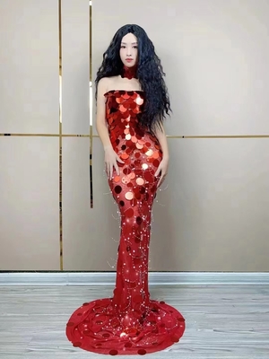 AD1916 Sparkling Strapless Floor-Length Sleeveless Sequin Ball Gown Prom Dress with Customizable Logo and Graphic Design