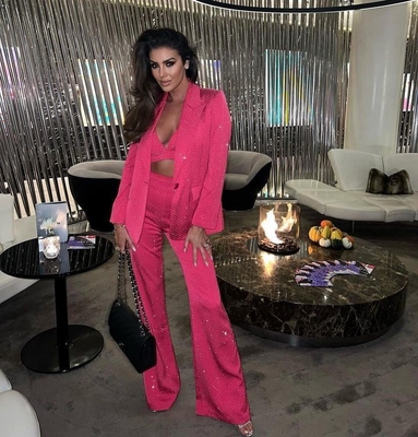 H3280 Gold Shen Luxury Women's Two-Piece Polka Dot Autumn 2022 Women's Two-Piece Short Top Set with V-Neck in S-XL Size