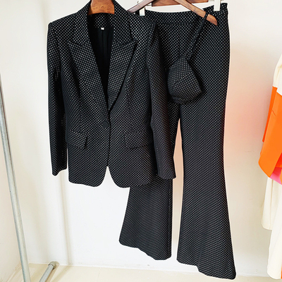 H3280 Gold Shen Luxury Women's Two-Piece Polka Dot Autumn 2022 Women's Two-Piece Short Top Set with V-Neck in S-XL Size