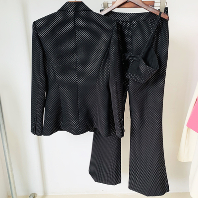 H3280 Gold Shen Luxury Women's Two-Piece Polka Dot Autumn 2022 Women's Two-Piece Short Top Set with V-Neck in S-XL Size