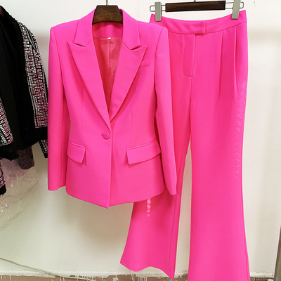 Retro Style H3265 Designer Elegant Long Sleeve Solid Formal Party Two-Piece Women's Suit Pants for Professional Functions