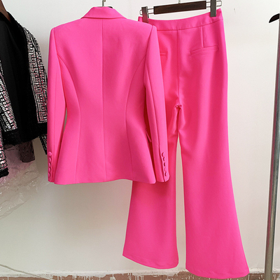 Retro Style H3265 Designer Elegant Long Sleeve Solid Formal Party Two-Piece Women's Suit Pants for Professional Functions