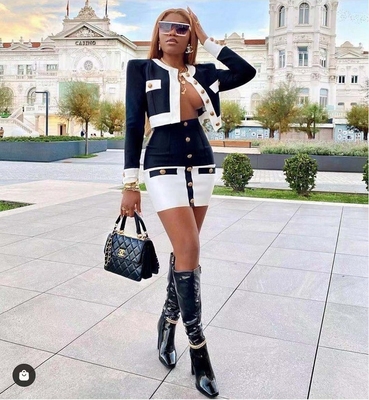 Payment Trade Assurance Paypal Western Union TT Designer Women's Long Sleeve Top and Skirt Set Sexy Two-Piece Suit Collection