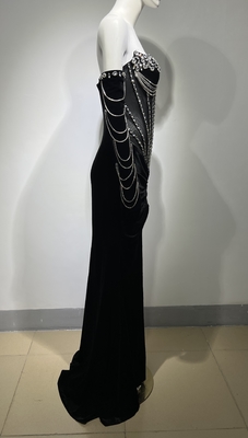 ED2467 Luxury Crystal Long Sleeve Tight Club Chain Dress for Women Worldwide Express Shipping