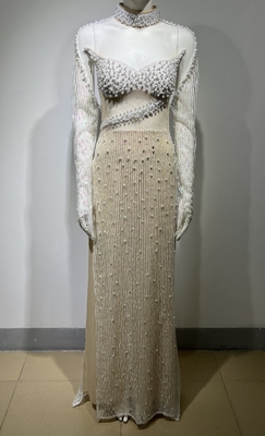 ED2465 High Score Bodycon Sexy Maxi Dress Solid Tight Maxi Dress Luxury Beaded Pearl Dress Party Fringe Sequin Blurred Bridesmaid
