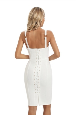 Women's Fashion Dress 7 Days Fast Sampling Elegant V-Neck Bodycon Fit and Bandage Design for Hot Summer Season