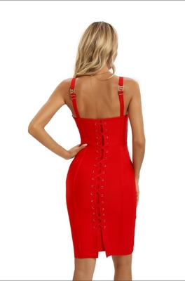 Women's Fashion Dress 7 Days Fast Sampling Elegant V-Neck Bodycon Fit and Bandage Design for Hot Summer Season
