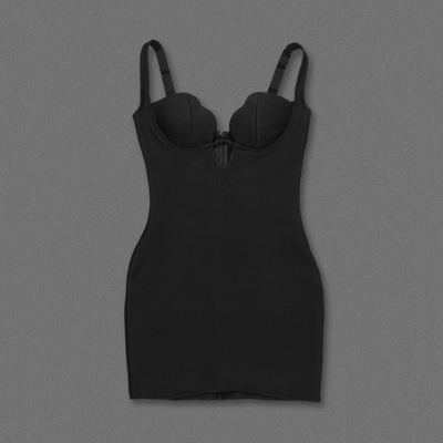 SB3003 Black Sexy Tight Bodycon Dress for Women Strapless Bandage Mini Evening Dress Sleeveless Party Dress Satin Fabric