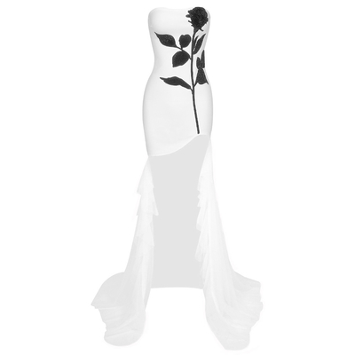 Custom Logo Polyester Off-Shoulder Floral Sleeveless Bodycon Bandage Maxi Dress for Special Occasions and Formal Events