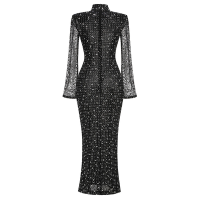 LS2524 Women's High Fashion Sheer Mesh Long Evening Dress Customizable Logo Placement for Adult Women's Special Occasions