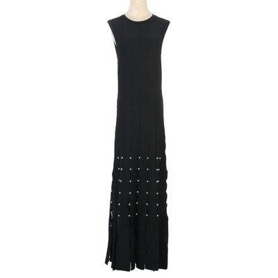 Women's Fashion A-Line Knitted Vest Dress with Fringe Edge Pearl Embellishment and Sleeveless Design KD2309