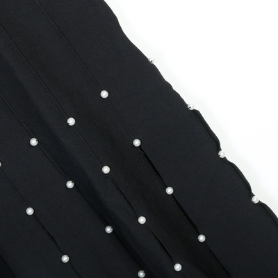Women's Fashion A-Line Knitted Vest Dress with Fringe Edge Pearl Embellishment and Sleeveless Design KD2309