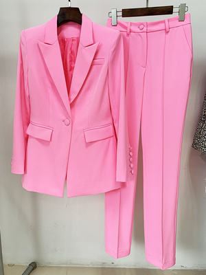 H3349 Two-Piece Double-Breasted Button Jacket Wide-Leg Straight Pants Formal Set with Regular Sleeves and Long Sleeves