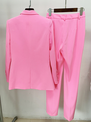 H3349 Two-Piece Double-Breasted Button Jacket Wide-Leg Straight Pants Formal Set with Regular Sleeves and Long Sleeves