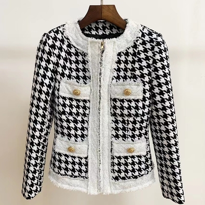 Autumn Fashion Long Sleeve Elegant Floral Fringe Rhinestone Chain Suit Jacket and Skirt Set with Fast Shipping Solutions