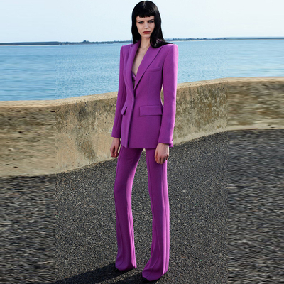 H3288 Women's Office Suit with Flared Pants Set DHL/Fedex/UPS/FedEx/EMS 3-7 Days Shipping Polyester/Cotton Material