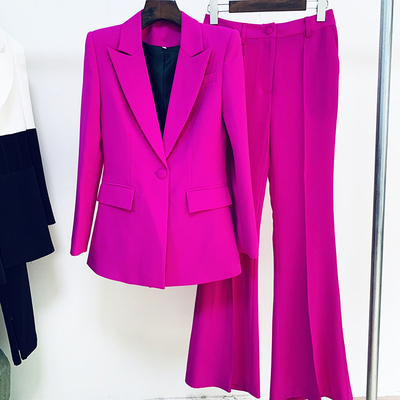 H3288 Women's Office Suit with Flared Pants Set DHL/Fedex/UPS/FedEx/EMS 3-7 Days Shipping Polyester/Cotton Material